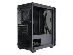 Корпус CL550 GINZZU mATX, 2*USB2+1*USB3, решетка, стекло, блок питания снизу, кулер до 160мм, видеокарта до 310мм, черный