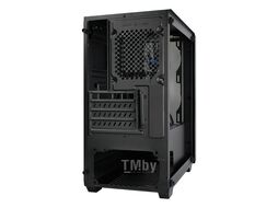 Корпус CL550 GINZZU mATX, 2*USB2+1*USB3, решетка, стекло, блок питания снизу, кулер до 160мм, видеокарта до 310мм, черный