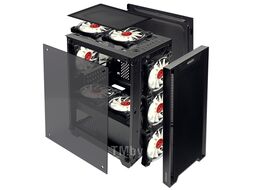 Корпус CL550 GINZZU mATX, 2*USB2+1*USB3, решетка, стекло, блок питания снизу, кулер до 160мм, видеокарта до 310мм, черный