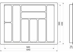 Лоток для столовых приборов 700 TR-03 (640~580*430~390*55), графит AKS