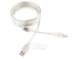 Кабель USB2.0 AM-BM 1.8м Cablexpert экран феррит.кольцо прозрач. пакет CCF-USB2-AMBM-TR-6