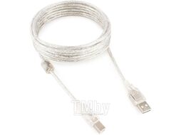 Кабель USB2.0 AM-BM 1.8м Cablexpert экран феррит.кольцо прозрач. пакет CCF-USB2-AMBM-TR-6