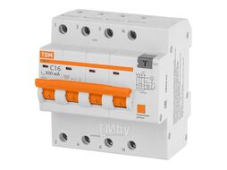 Дифференциальный автомат АД14 4P, C16, 300мА, 4,5кА, тип АС, 5 мод, TDM SQ0204-0132