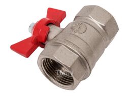 Кран шаровой N/P59 для ВОДЫ 3/4" ВР/ВР ручка-бабочка, латунный НИКЕЛИР-Й 11Б27фт1М Valfex VF.217.NB1.034.N/P59