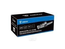 Пила цепная аккумуляторная бесщеточная DKCHS 40 PRO, 14", 2х20В, 2x4.0Ач, двойное з/у Deko 081-2002