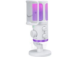 Микрофон FIFINE AM6W, электретный (малый конденсатор), активация автоматической системы шумоподавления, RGB, White.