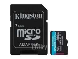 Карта памяти MicroSDXC 256Gb SDCG4/256GB Kingston Canvas Go! Plus (класс 10, UHS-I (класс U3), с адаптером)