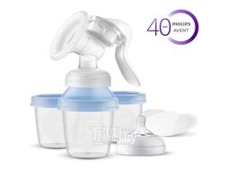 Молокоотсос ручной Natural Motion с контейнерами для хранения грудного молока, Philips AVENT SCF430/13