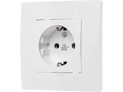 Розетка 1-ая (скрытая, с/з) белая, Steen, LEIDEN ELECTRIC 806034