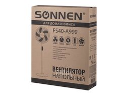 Вентилятор напольный LCD дисплей, пульт ДУ FS40-A999, 50Вт, 3 режима, белый SONNEN 455735