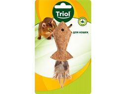 Игрушка для кошек из пробковой коры "Рыбка с перьями", 95/135 мм Triol 22171043