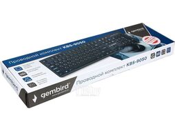 Клавиатура+Мышь KBS-9050L Gembird USB, 104кл+3кн, 12Fn, 1000 DPI, низкий профиль, 1.8м, черный