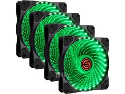 Набор RGB 12LG33-4шт GINZZU Комплект из 4 Вентиляторов LED 12LG33 (12 см с LED подсветкой зеленого цвета)