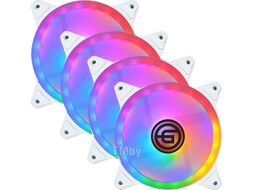 Набор RGB 12LW4-4шт GINZZU Комплект из 4 Вентиляторов LED 12LW4 ((12 см FRGB подсветка, белый)