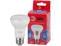 Лампочка светодиодная е27 8вт рефлектор холодный дневной свет ЭРА Led r63-8w-865-e27 r red line