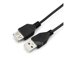 Кабель USB2.0 AM-AF 1.8м Гарнизон черный, пакет GCC-USB2-AMAF-1.8M