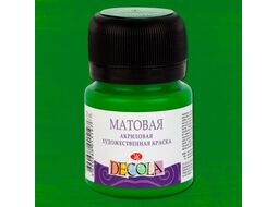 Краска акриловая матовая "Декола" 722 зеленая средняя, 20 мл., банка Невская Палитра 14326722