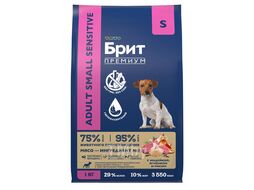 Сухой корм с инд, ягн и рисом для взр.соб.мел.п. Sensitive Adult Small, 1 кг Brit Premium 5092970