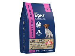 Сухой корм с инд, ягн и рисом для взр.соб.мел.п. Sensitive Adult Small, 1 кг Brit Premium 5092970