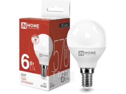 Лампа светодиодная LED-ШАР-VC 6Вт 230В Е14 4000К 570Лм INhome 4690612020518