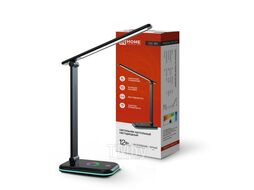Светильник настольный светодиодный ССО 20Ч 12Вт 6500К 640Лм RGB-подсветка, сенсор-диммер, с адаптером ЧЕРНЫЙ INhome 4690612041100