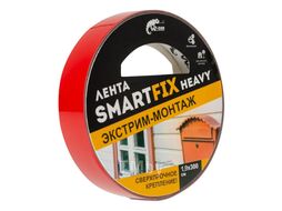 Клейк. лента двусторонняя 19 мм*3 м "Heavy" монтажная, всепогодная, серый SMARTFIX SFV1930G