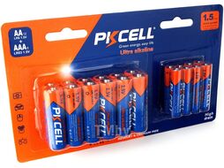 Комплект щелочных батареек PKCELL LR6/AA + LR03/AAA 1.5V Блистер 12шт + 8шт (LR6(12)+LR03(8))