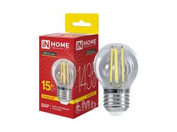 Лампа светодиодная LED-ШАР-deco 15Вт 230В Е27 3000К 1435Лм прозрачная INhome 4690612055978