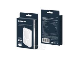 Портативное беспроводное зарядное устройство Power Bank (аккумуляторная батарея) 5000 mAh, MagSafe, белое REXANT 30-2053