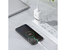 Сетевое зарядное устройство N3, 1хUSB-А, 3А + кабель (AM-microBM), 1 м, белый Hoco 6931474729378