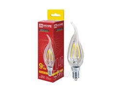 Лампа светодиодная LED-СВЕЧА НА ВЕТРУ-deco 9Вт 230В Е14 3000К 1040Лм прозрачная INhome 4690612026220