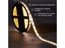 Лента светодиодная 12В, SMD5050, 14,4Вт/м, 60 LED/м, 2700К, 10мм, 5м, для БП с клеммами, IP65 Lamper 141-2028