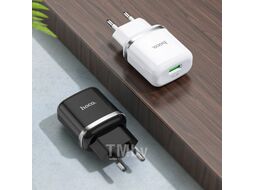 Сетевое зарядное устройство N3, 1хUSB-А, 3А, белый Hoco 6931474729354