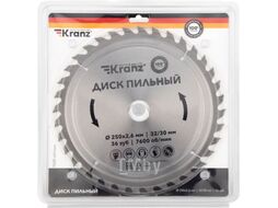 Диск пильный 250 мм х 36 зуб х 32/30 мм Kranz KR-92-0127