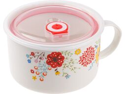 Кружка для супа с крышкой с паровыпуском, 900 мл, керамическая, FLOWERS-2, PERFECTO LINEA 17-901177