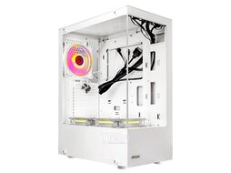 Корпус CL310 Ginzzu Midi ATX Белый, 2*USB2 + 1*USB3, в комплекте 3*120мм (12LD4), панели из закаленного стекла, бп снизу, white
