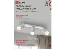 Светильник потолочный НПБ СПОТ-3xGU10-AR-WH под лампу GU10 56х165x350мм белый INhome 4690612045849