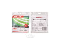 Лента светодиодная 24В, COB 8Вт/м, 320 LED/м, зеленый, 8мм, 5м, IP20 REXANT 147-113