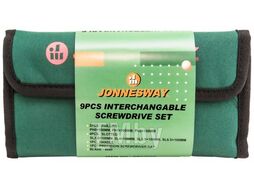 Отвертка со сменными стрежнями в наборе, 9 предметов JONNESWAY DB0309S