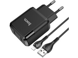 Сетевое зарядное устройство N7, 2хUSB-А, 2.1А + кабель (AM-8pin (Lightning), 1 м, черный Hoco 23753-N7iBK