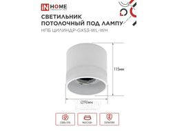 Светильник потолочный НПБ ЦИЛИНДР-GX53-WL-WH под лампу GX53 90х115мм белый INhome 4690612045733