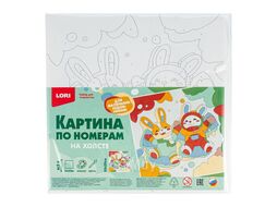 Набор для рисования по номерам, картина 20х30 см детская новогодняя на деревянном подрамнике"Весёлые друзья" LORI Рхд-040