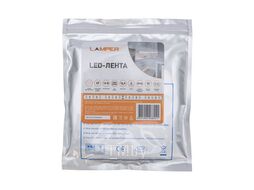 Лента светодиодная 12В, SMD5050, 14,4Вт/м, 60 LED/м, 6500К, 10мм, 5м, для БП с клеммами, IP65 Lamper 141-2027