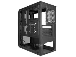 Корпус CL590 GINZZU mATX, 2*USB2 + 1*USB3, стекло, бп снизу, GPU до 305мм, кулер до 160мм, черный
