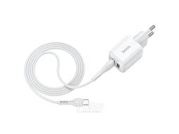 Сетевое зарядное устройство N8, 2хUSB-А, 2.4А + кабель (AM-Type-C), 1 м, белый Hoco 6931474742032