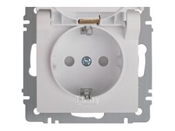Розетка Accent 6-209-01 , 2P+E Schuko с крышкой штор., 16А-250В, IP44, СУ, AL/CU, белый Intro Б0063553