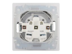 Розетка Accent 6-209-01 , 2P+E Schuko с крышкой штор., 16А-250В, IP44, СУ, AL/CU, белый Intro Б0063553