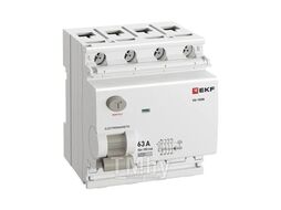 Выключатель дифференциального тока ВДТ ВД-100N 4P 63А 100мА AC эл-мех 6кА PROXIMA EKF E1046M63100