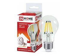 Лампа светодиодная LED-A60-deco 9Вт 230В Е27 6500К 1040Лм прозрачная INhome 4690612026107