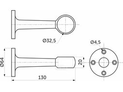 Держатель дистанционный проходной трубы d32 (670), хром AKS 17065